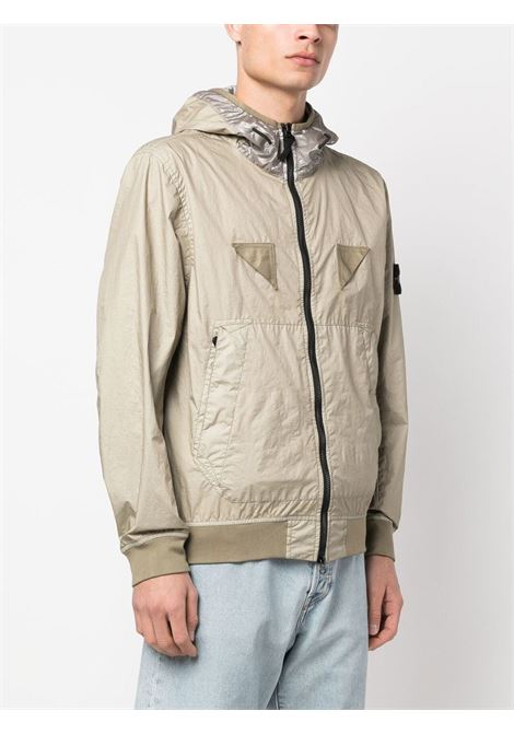 light beige zip-up jacket Stone Island logo STONE ISLAND | 781540723V0092